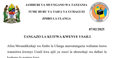 DOWNLOAD PDF BELOW MOROGORO Jimbo la Ulanga Ratiba ya NEC (INEC) Tanzania 2025 – All Regions
