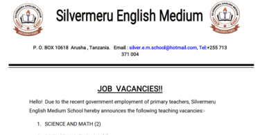 Nafasi 8 za Kazi Ualimu Silvermeru English Medium School