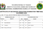 Ratiba ya Mtihani wa Kidato cha Nne 2025 Imetoka