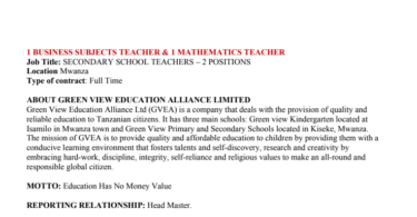 Nafasi za Kazi Ualimu Green View Education Alliance Ltd (GVEA) 2025
