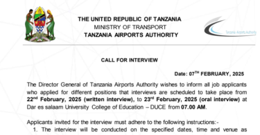 Majina ya Walioitwa Kwenye Usaili TAA - Mamlaka ya Viwanja vya Ndege 2025