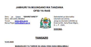 MABADILIKO YA TAREHE ZA USAILI WA OATS MARCH, 2025