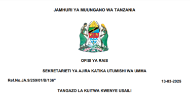 TANGAZO LA KUITWA KWENYE USAILI MDA's NA LGA's 13-03-2025