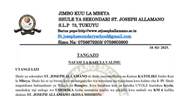 Nafasi 8 za Kazi Shule ya Sekondari St. Joseph Allamano 2025