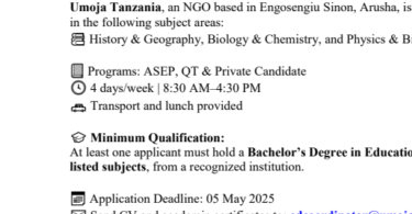 Nafasi za Kazi Ualimu (Volunteer Teachers) Umoja Tanzania - NGO