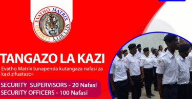 Nafasi 120 za Kazi Evatho Matrix Security 2025