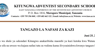 Nafasi za Kazi Ualimu Shule ya Sekondari Kitungwa 2025